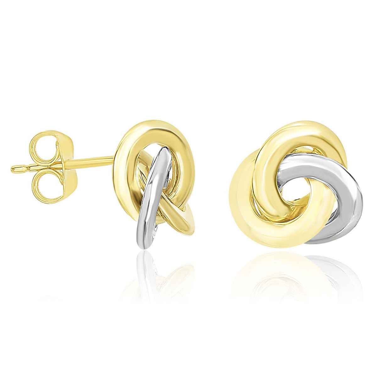14K Two-Tone Gold Intertwined Open Circle Post Earrings