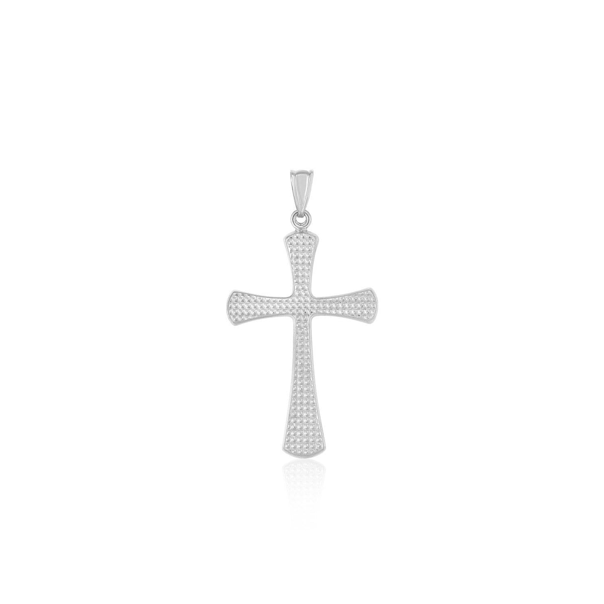 14K White Gold Beaded Cross Pendant