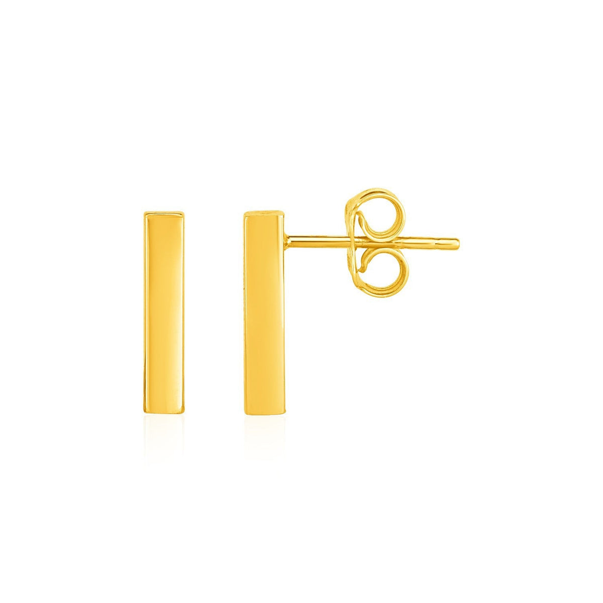 14K Yellow Gold Bar Post Earrings