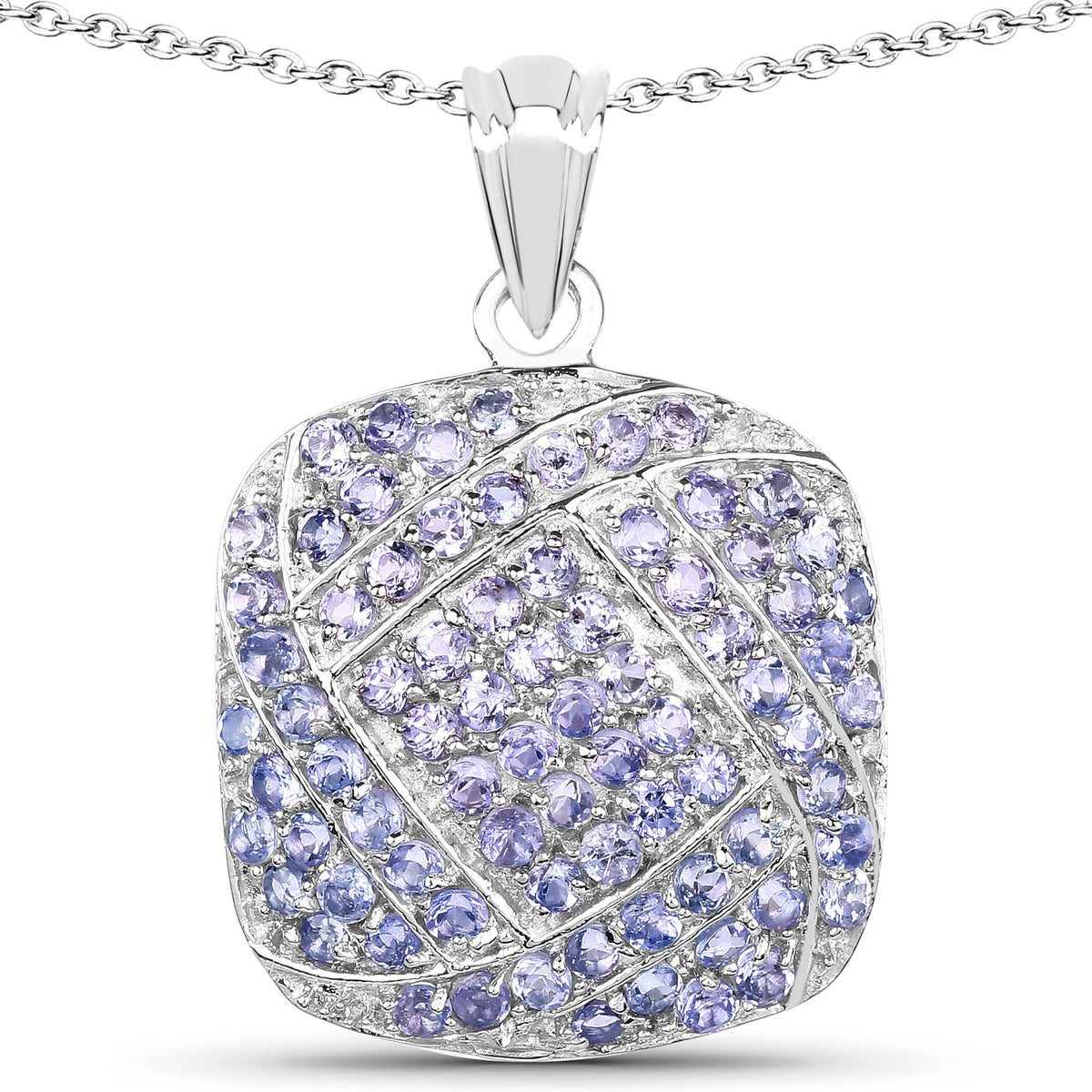 Tanzanite Sterling Silver Cluster Pendant