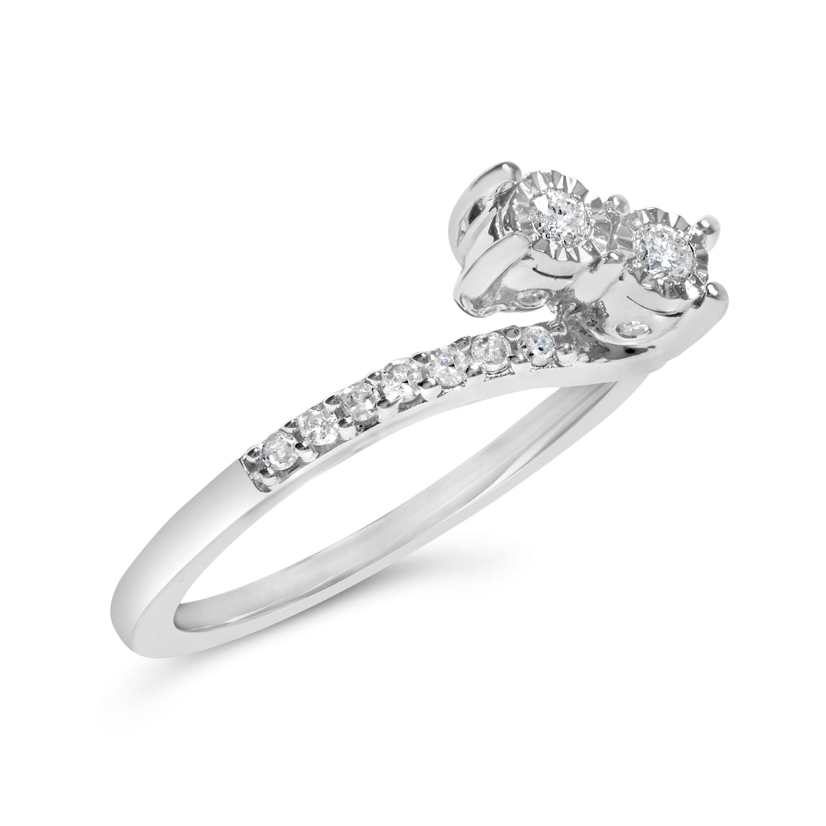 10K White Gold Diamond Bypass Engagement Ring