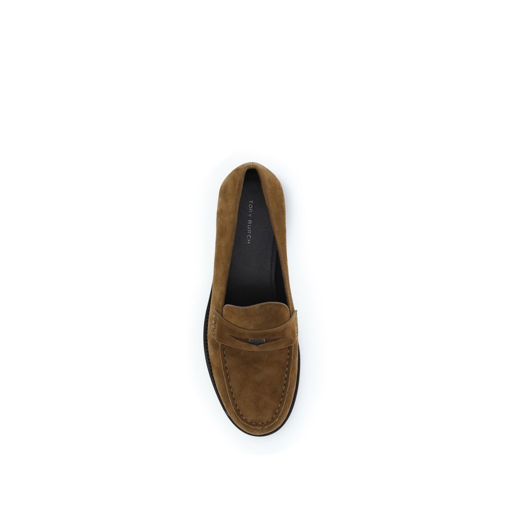 Tory Burch Classic Penny Beige Suede Loafers