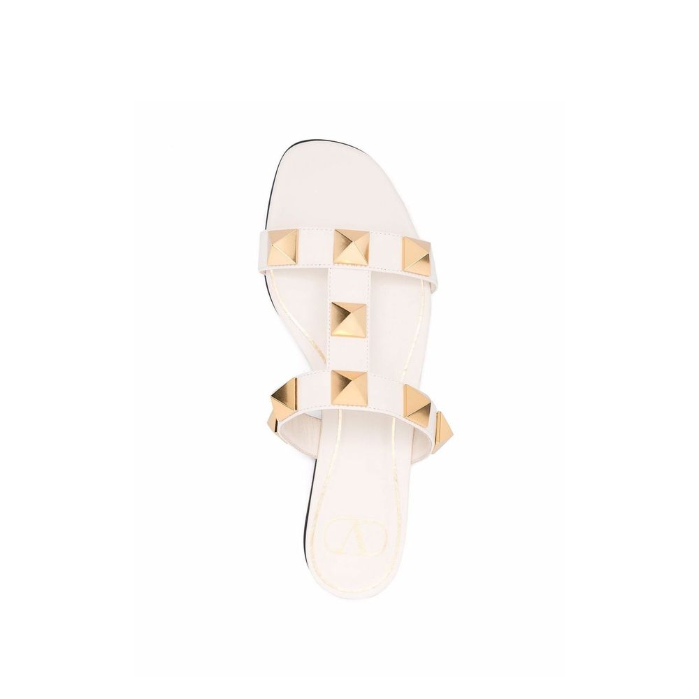 White Calfskin Flat Sandals