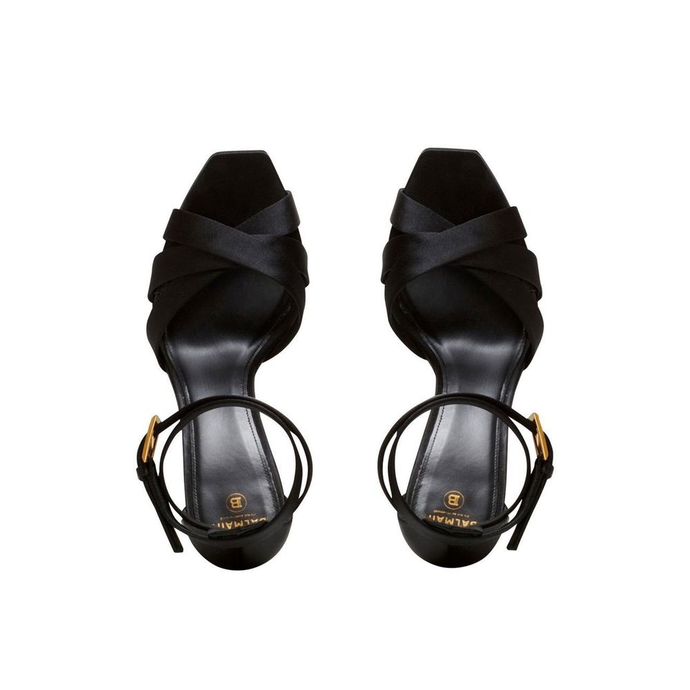 Black Silk Platform Sandals