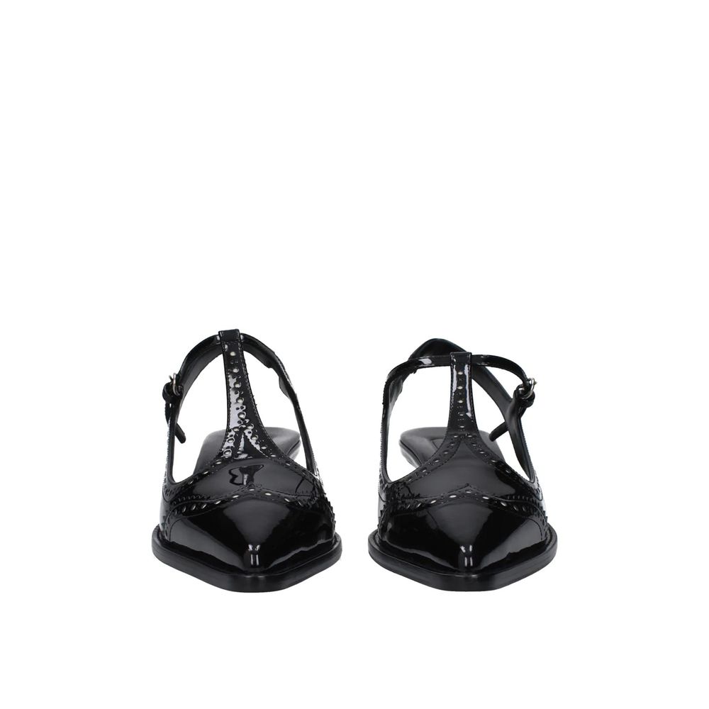 Black Calfskin Mid Heel Pumps