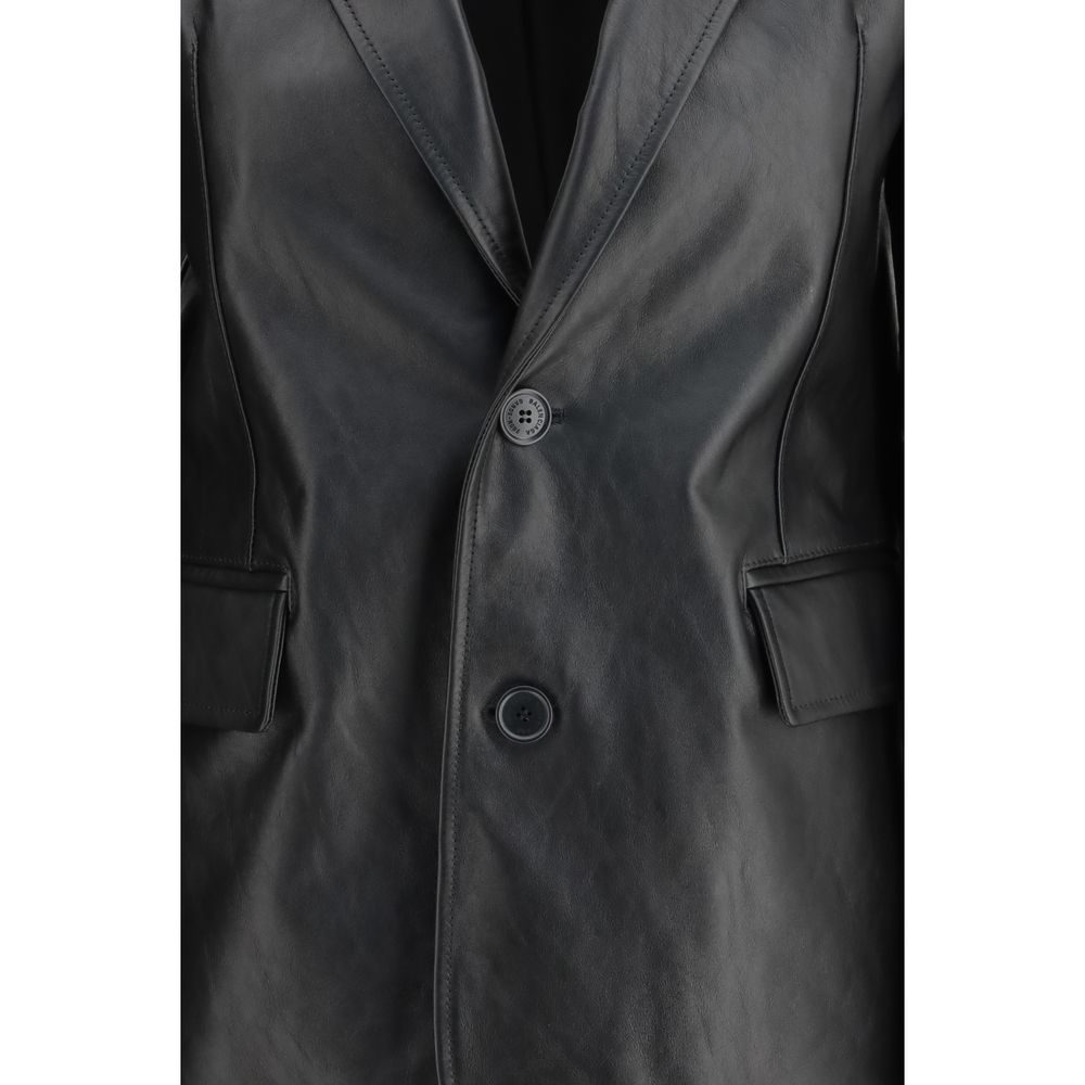 Balenciaga Single-Breasted Black Calfskin Leather Jacket