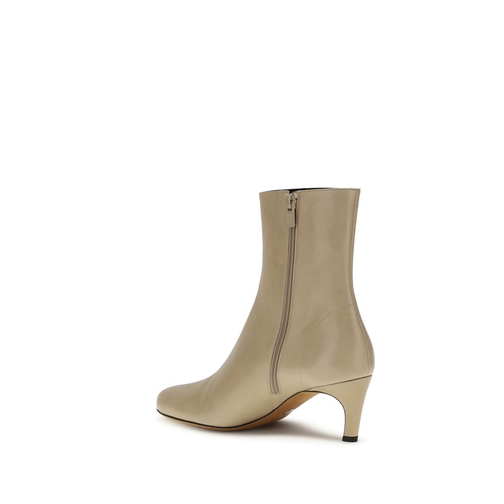 Beige Calf Leather Bos Taurus Ankle Boots