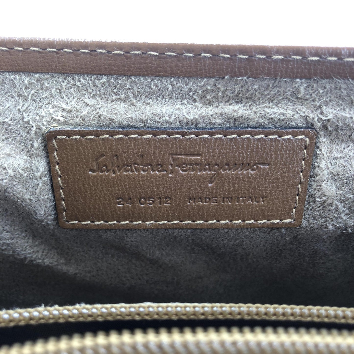 Brown Leather Handbag With Metal Clasp