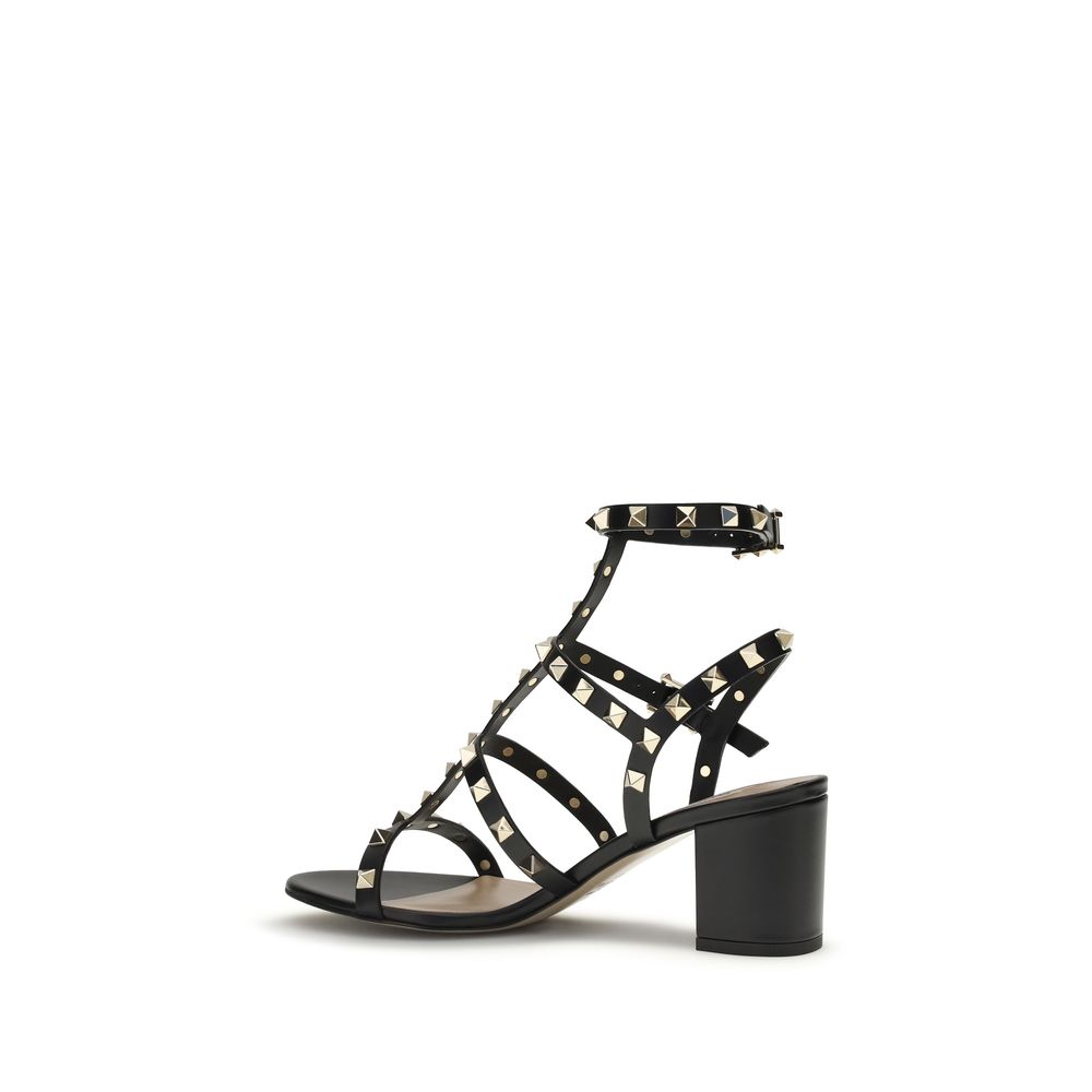 Rockstud Calfskin Ankle Strap Sandal 60 Mm