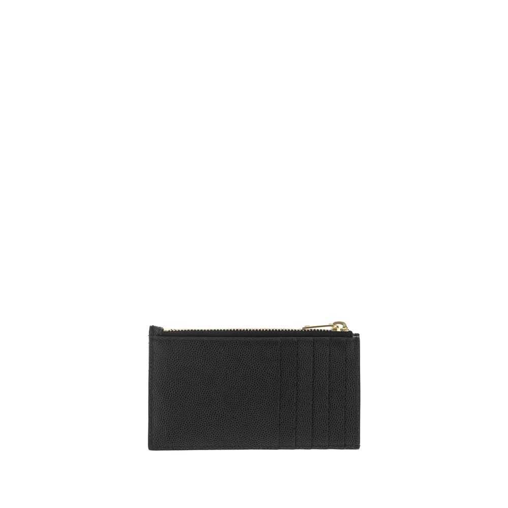 Saint Laurent Cassandre Fragments Zipped Card Case Black Smooth Leather