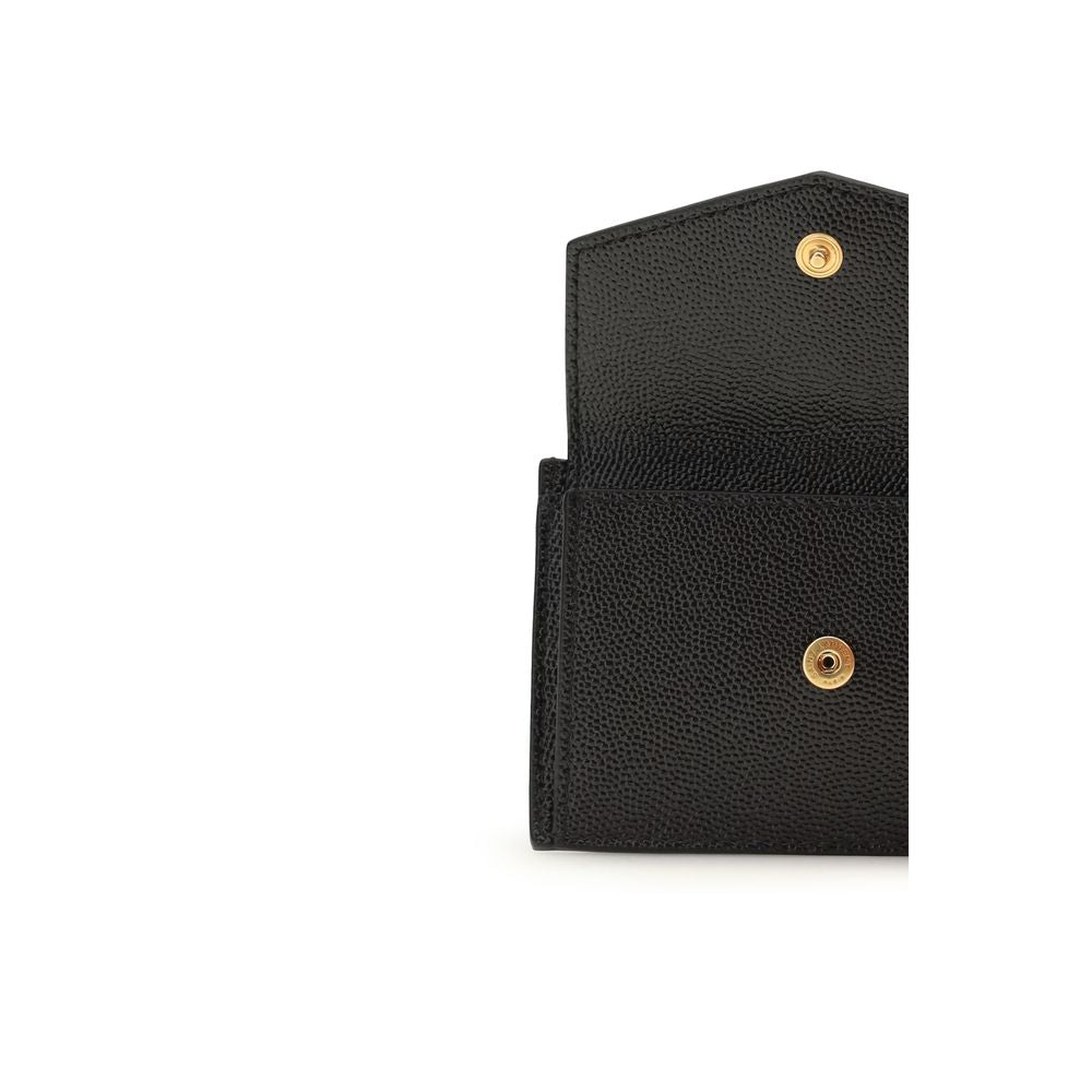 Saint Laurent Cassandre Small Envelope Wallet in Black Grain de Poudre Embossed Leather
