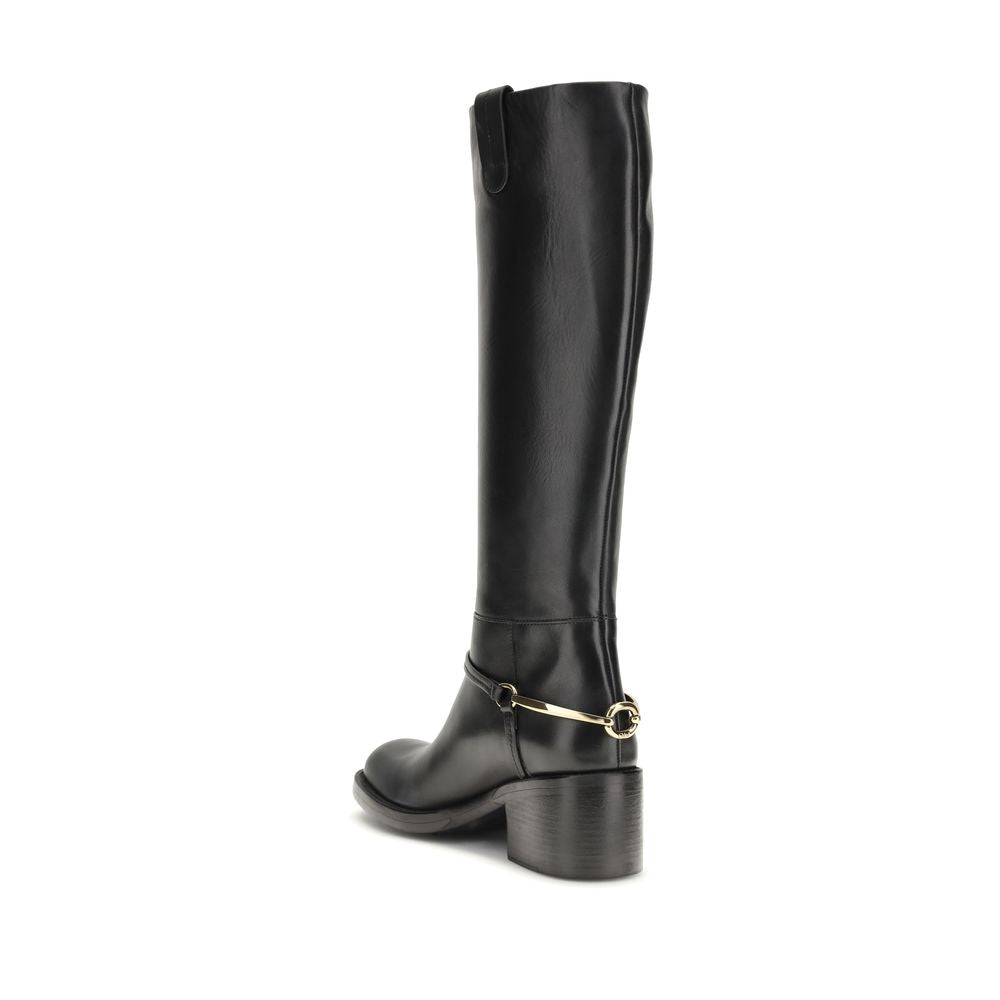 Chloé Dakota Black Calfskin Lace-Up Boots