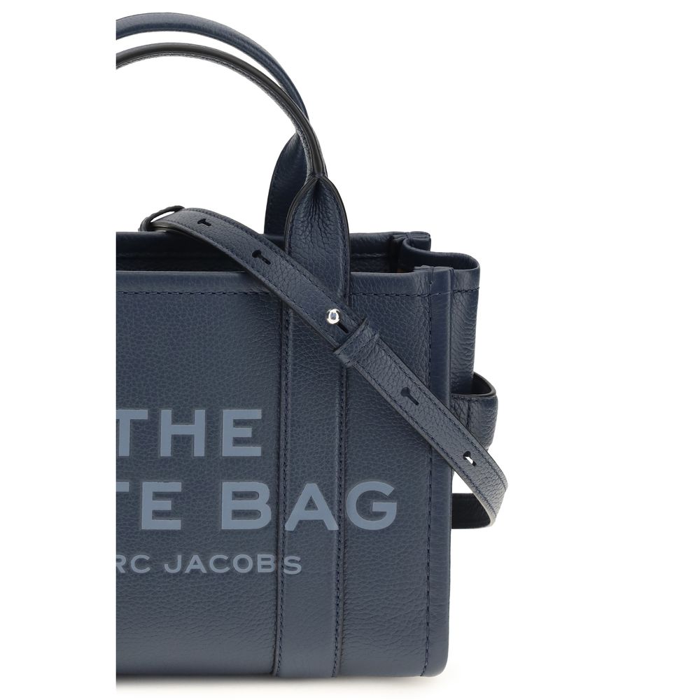 Marc Jacobs The Tote Bag Navy Blue Grained Leather Small Tote Bag
