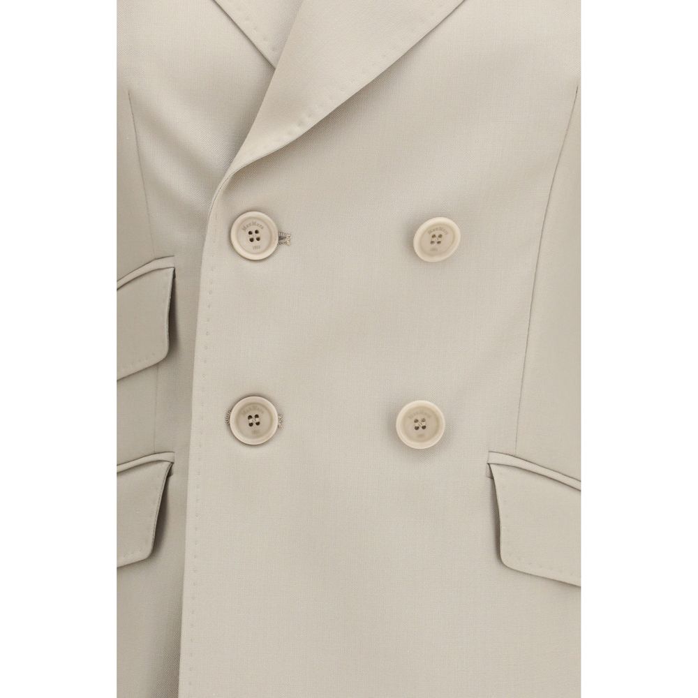 Max Mara Placido Beige Virgin Wool-Blend Double-Breasted Blazer
