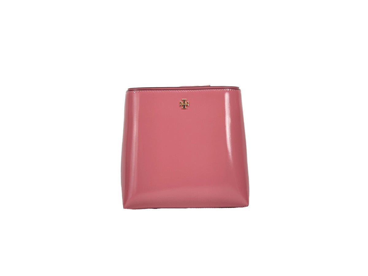 Tory Burch Emerson Pink Moon Patent Leather Small Bucket Bag