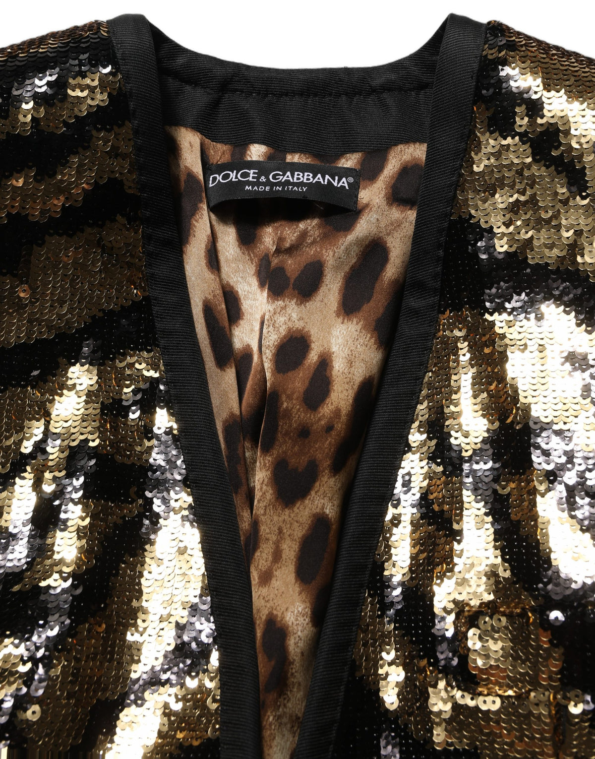 Dolce & Gabbana Black and Gold Sequin Tiger-Stripe Blazer