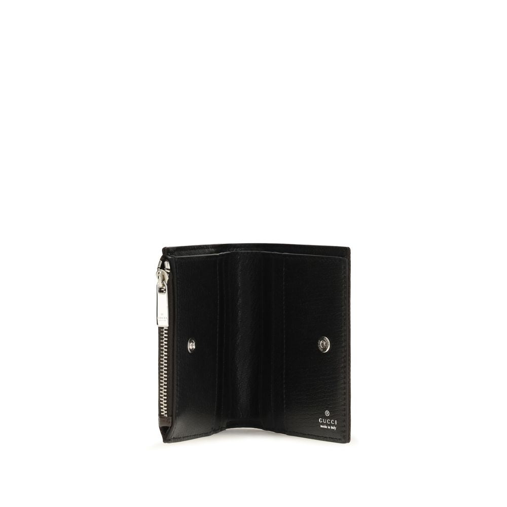 Gucci GG Plaque Small Wallet in Black GG Canvas