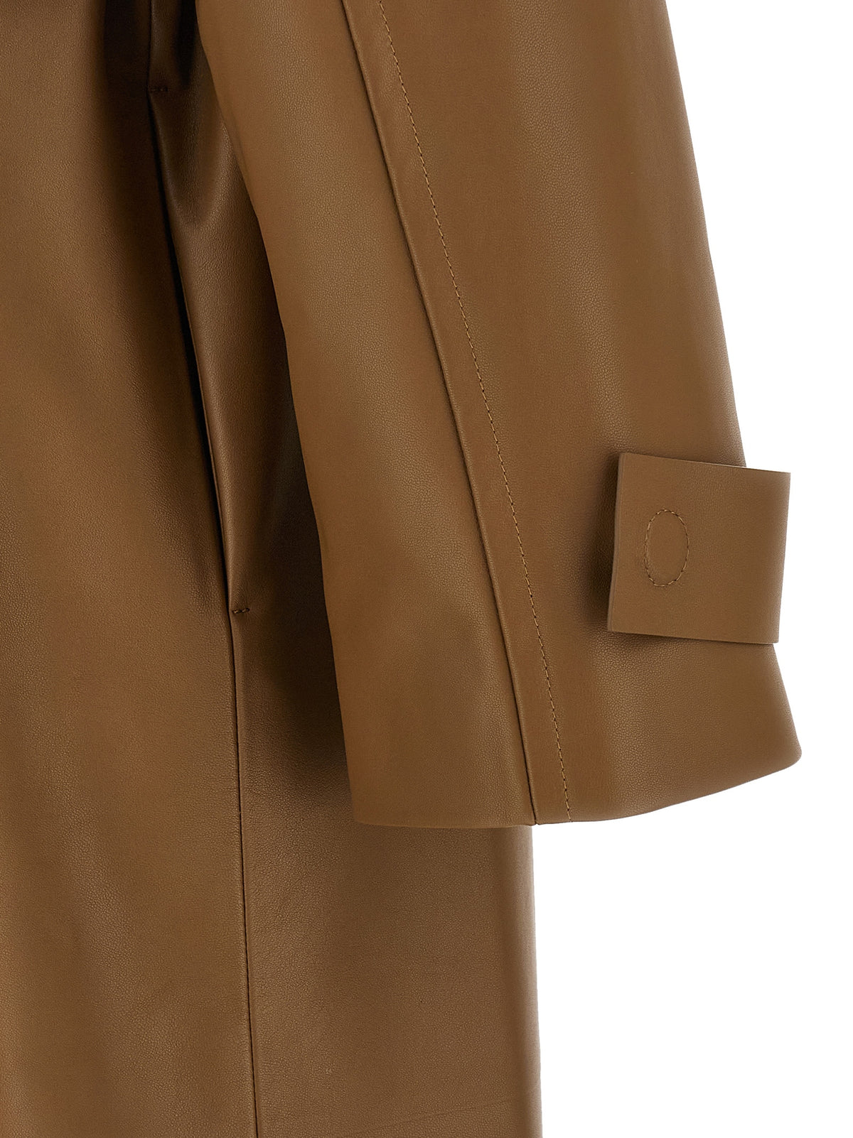 Fendi Brown Nappa Leather Midi Trench Coat