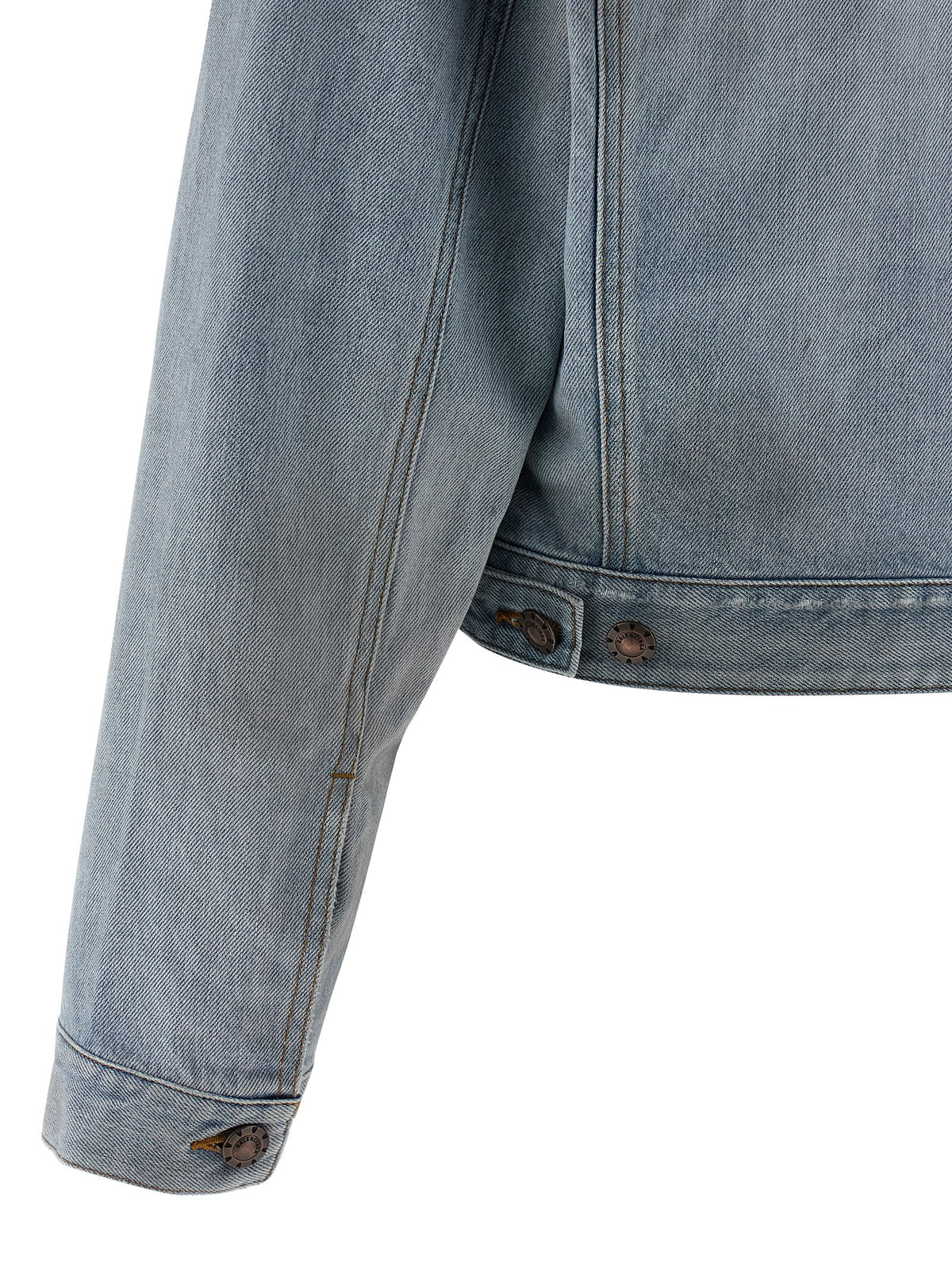Balenciaga Layered Cropped Light Blue Cotton Denim Jacket