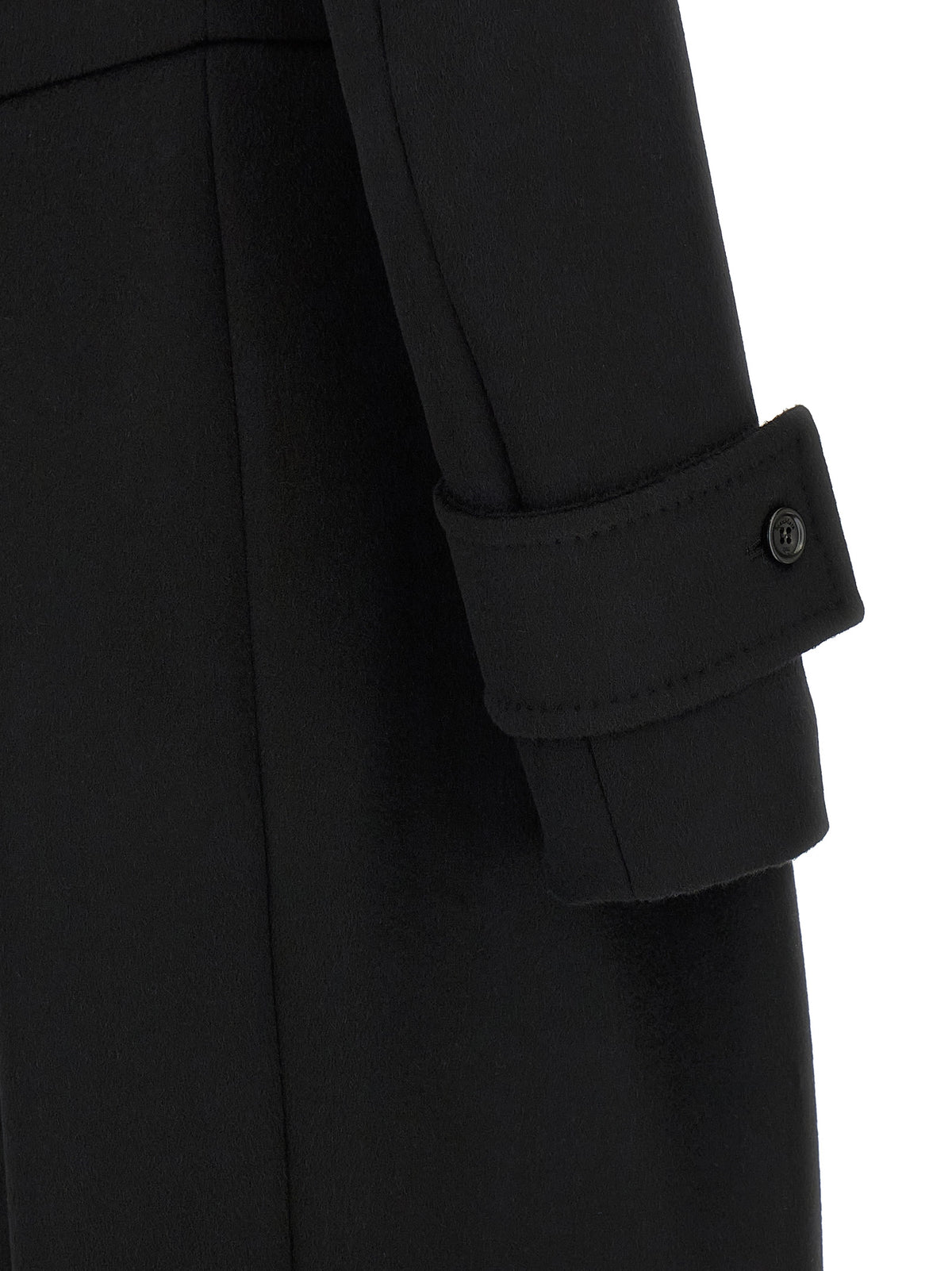 Max Mara Beati Black Wool Double-Breasted Long Coat