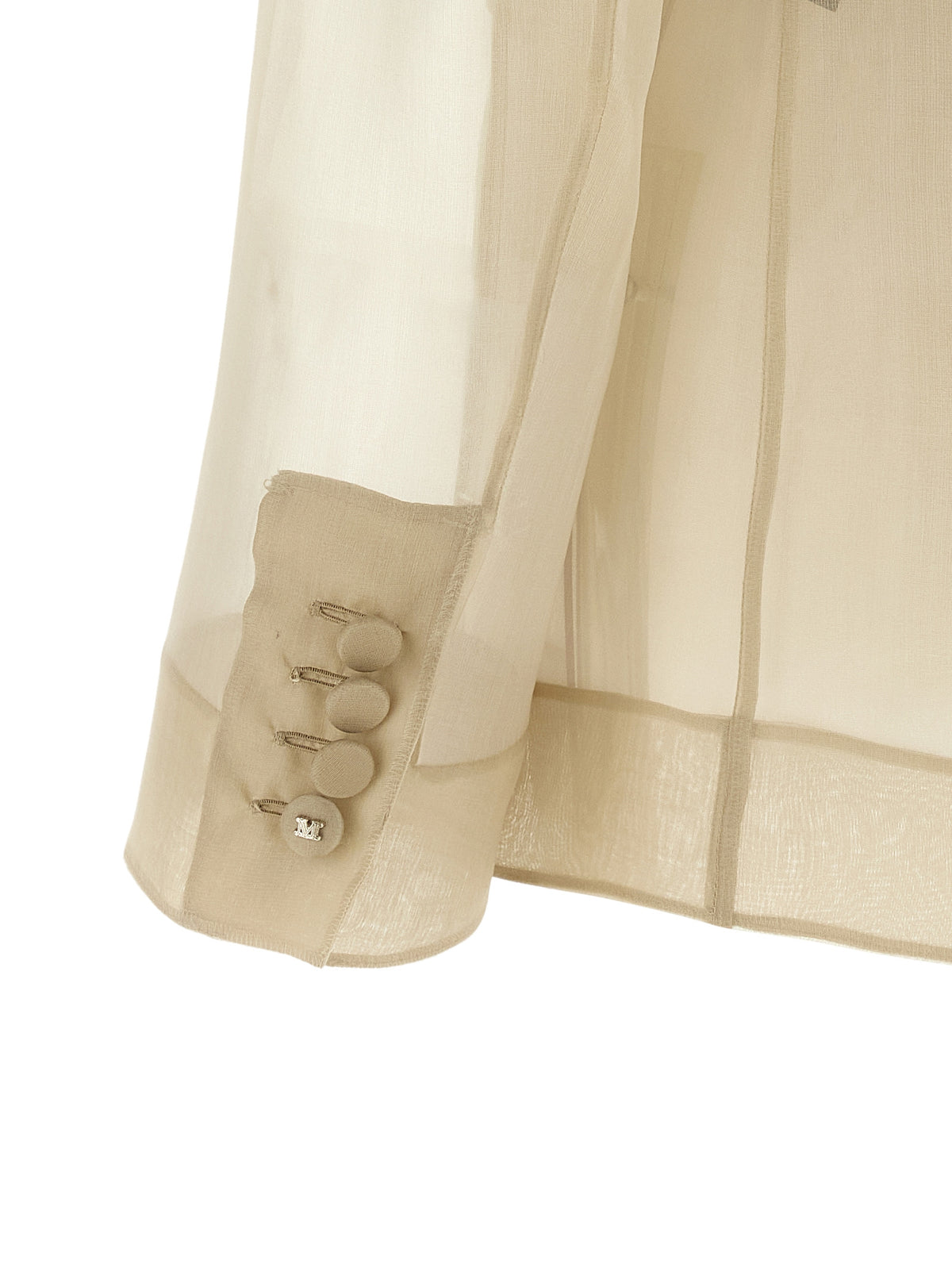 Max Mara Beige Silk Organza Double-Breasted Blazer