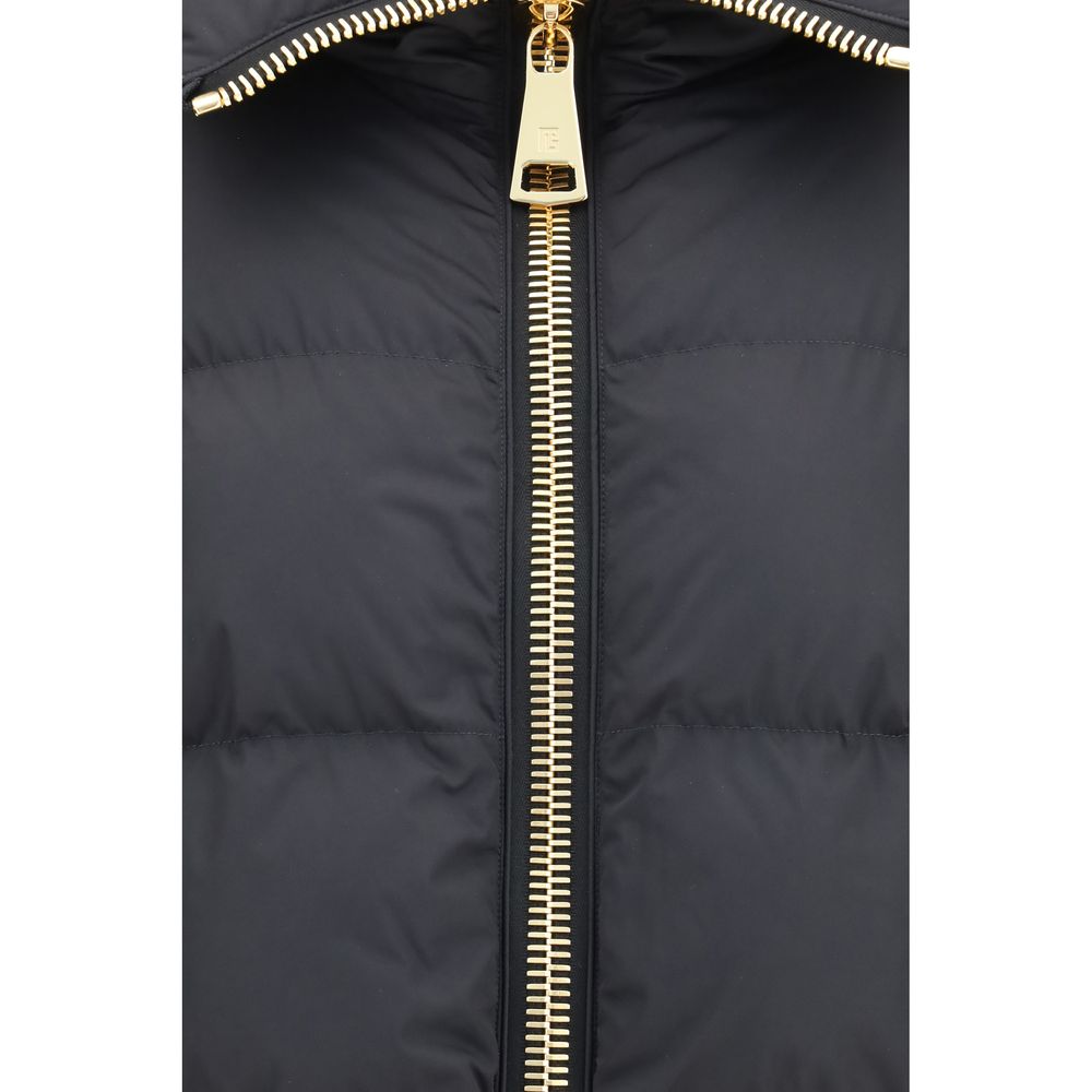 Balmain PB Quilted High-Neck Black Viscose Jacket