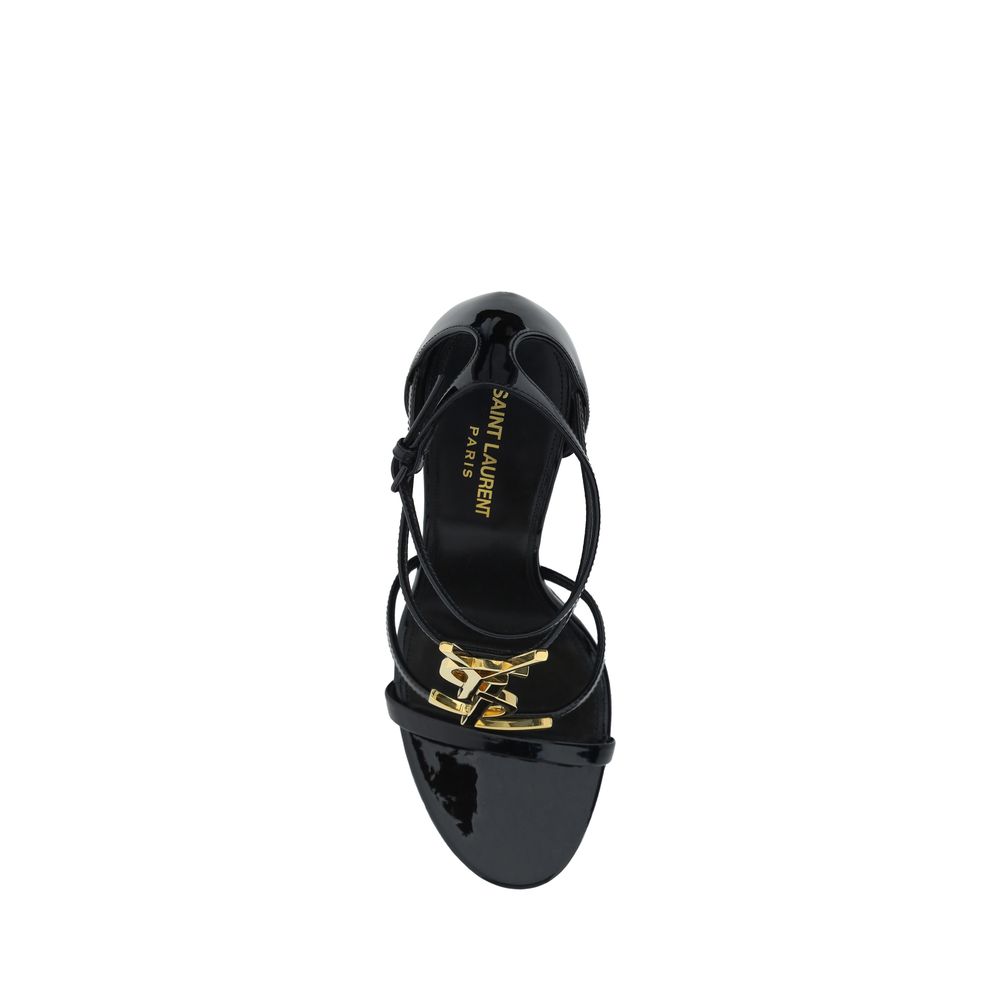 Saint Laurent Cassandra Black Leather Sandals