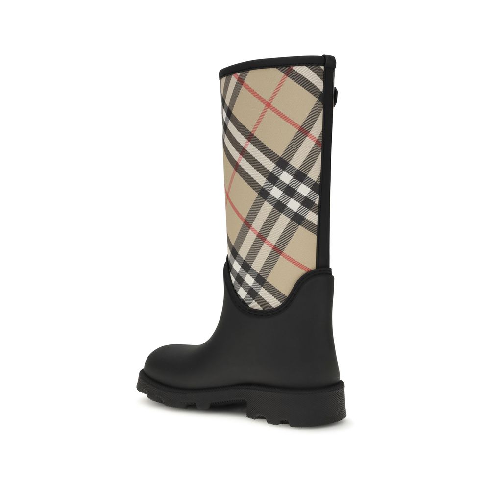 Burberry Marsh Stamp Black Rubber Rain Boots