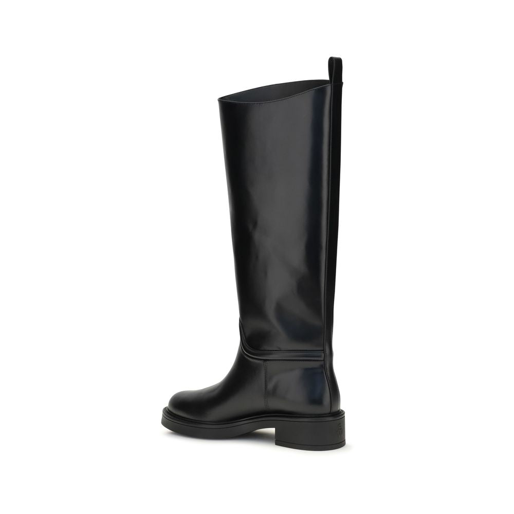 Stuart Weitzman Celia Black Leather Knee-High Boots