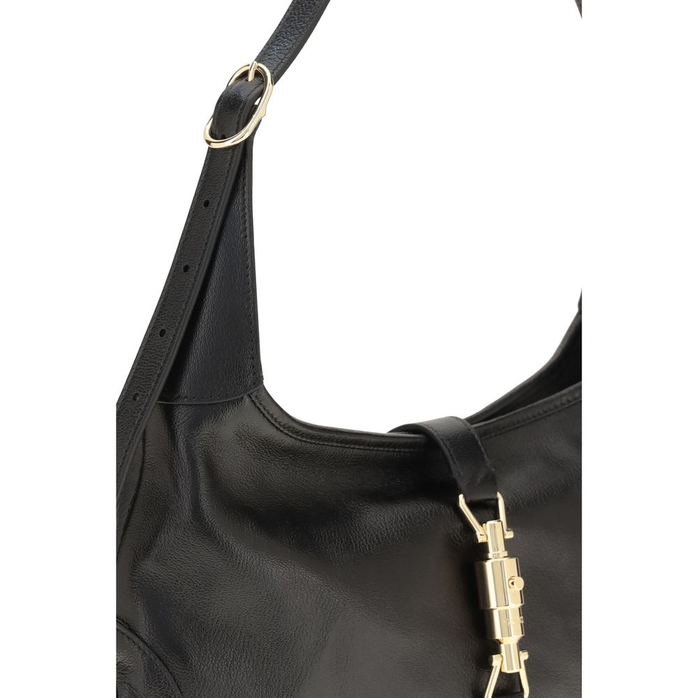 Gucci Jackie 1961 Medium Black Grained Leather Shoulder Bag