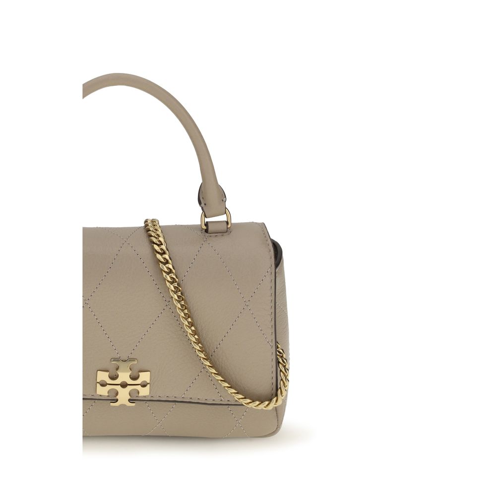 Tory Burch Charlie Mini Light Sand Quilted Leather Top-Handle Bag