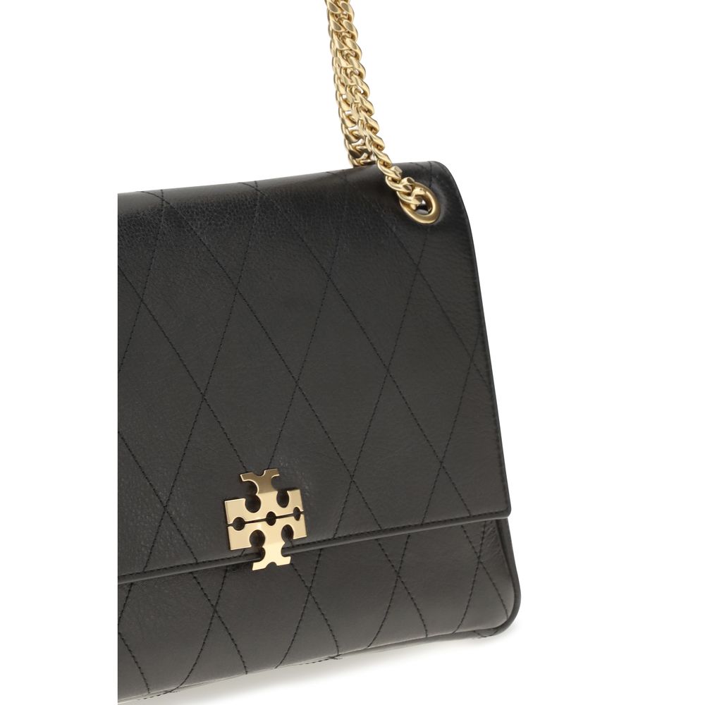 Tory Burch Charlie Black Grained Leather Shoulder Bag
