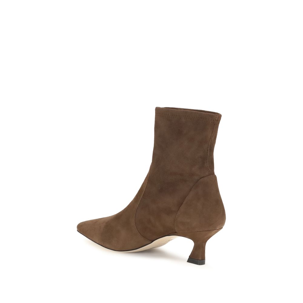 Stuart Weitzman Vinnie Brown Calf Leather Ankle Boots