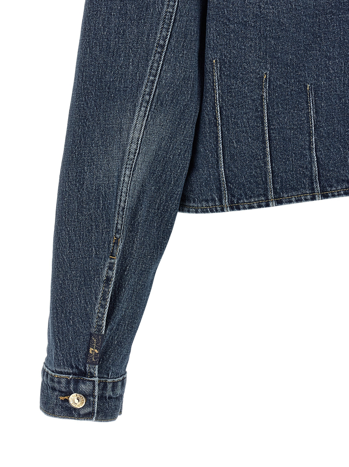 7 For All Mankind Darted Shrunken Blue Denim Jacket