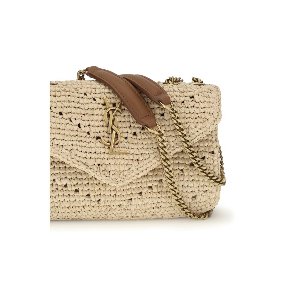 Saint Laurent LouLou Mini Beige Raffia Shoulder Bag