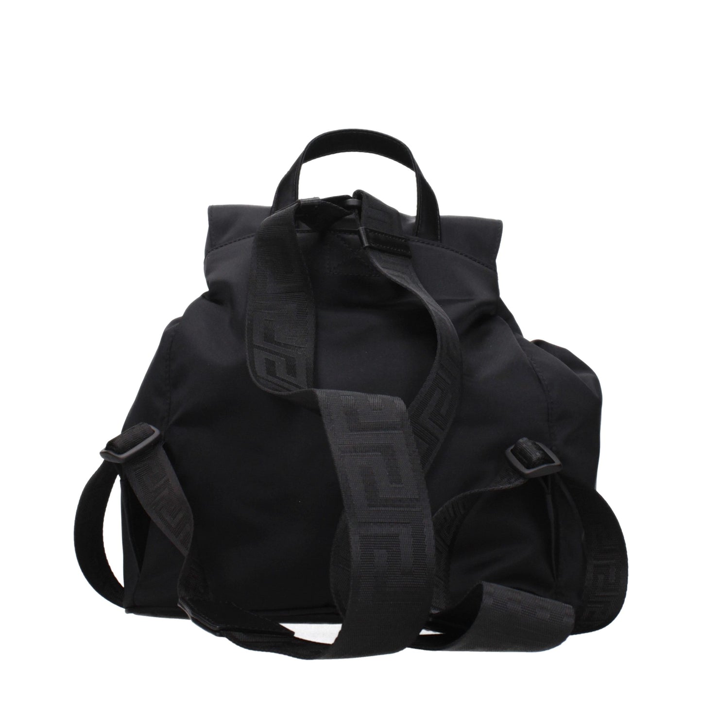 Versace La Greca Signature Black Coated Canvas Backpack