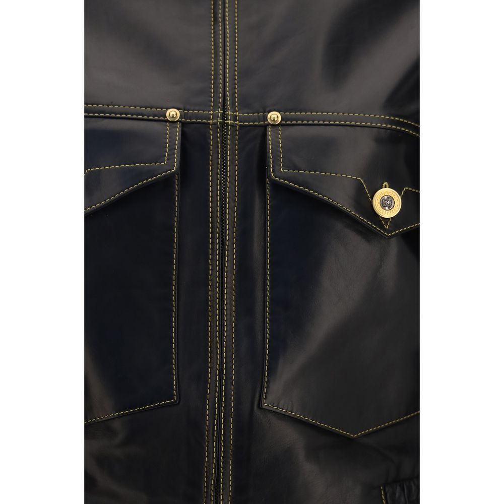 Versace Black Nappa Leather Blouson Jacket