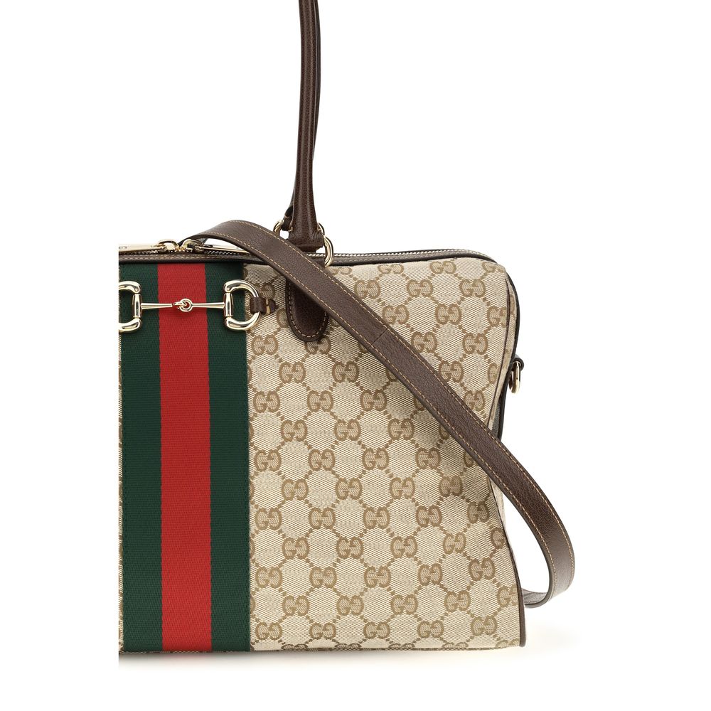 Gucci Horsebit Large Beige GG Canvas Top-Handle Bag