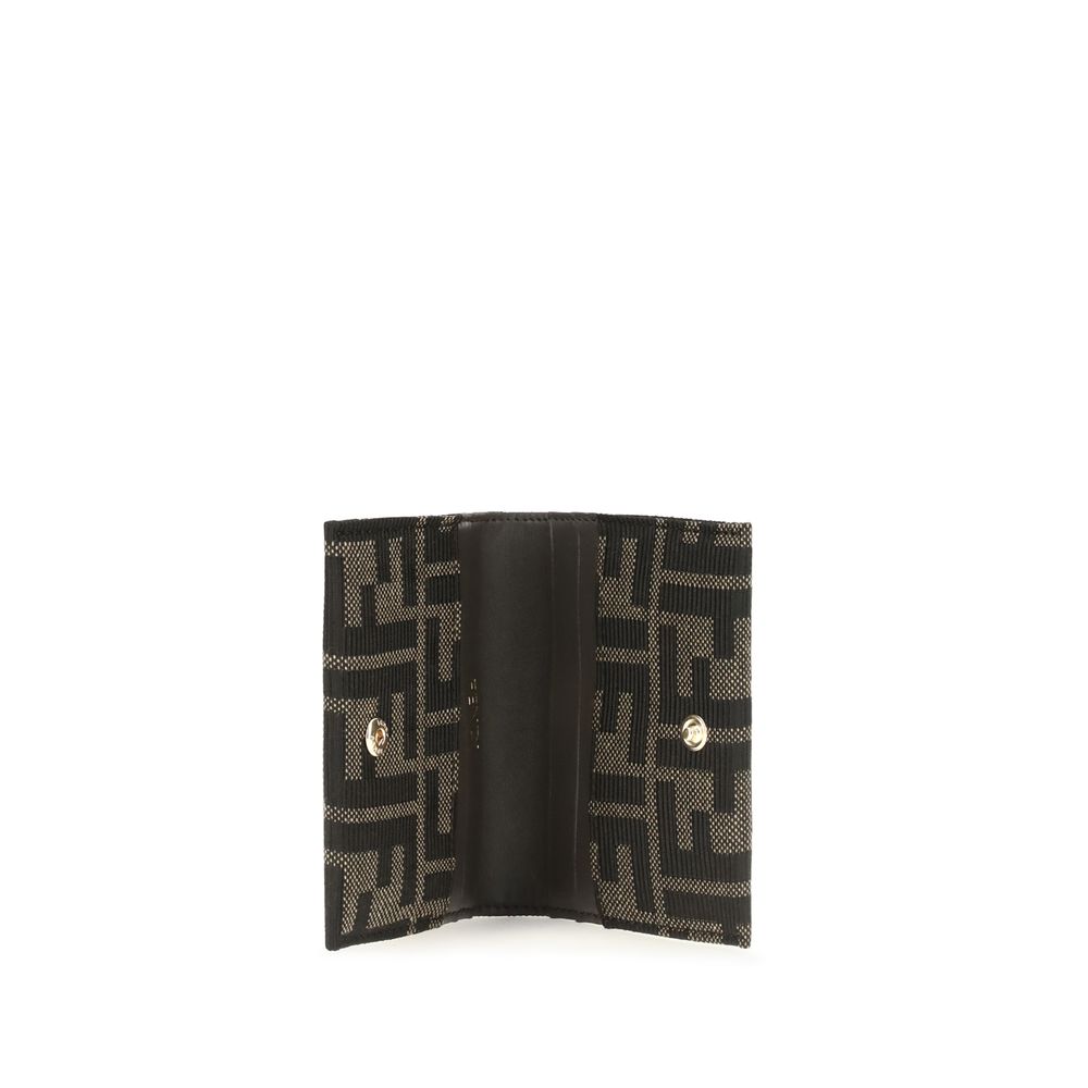 Fendi FF Jacquard Leather Card Holder