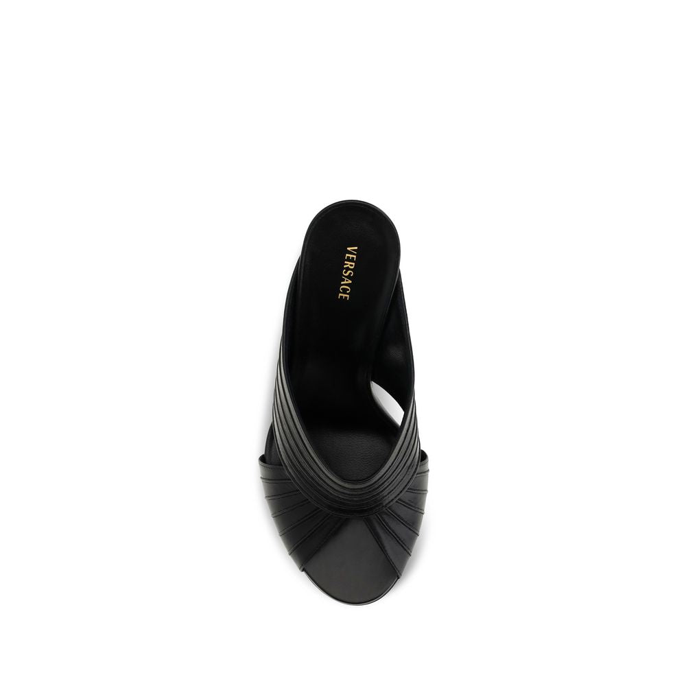 Versace Gianni Black Nappa Leather Mules