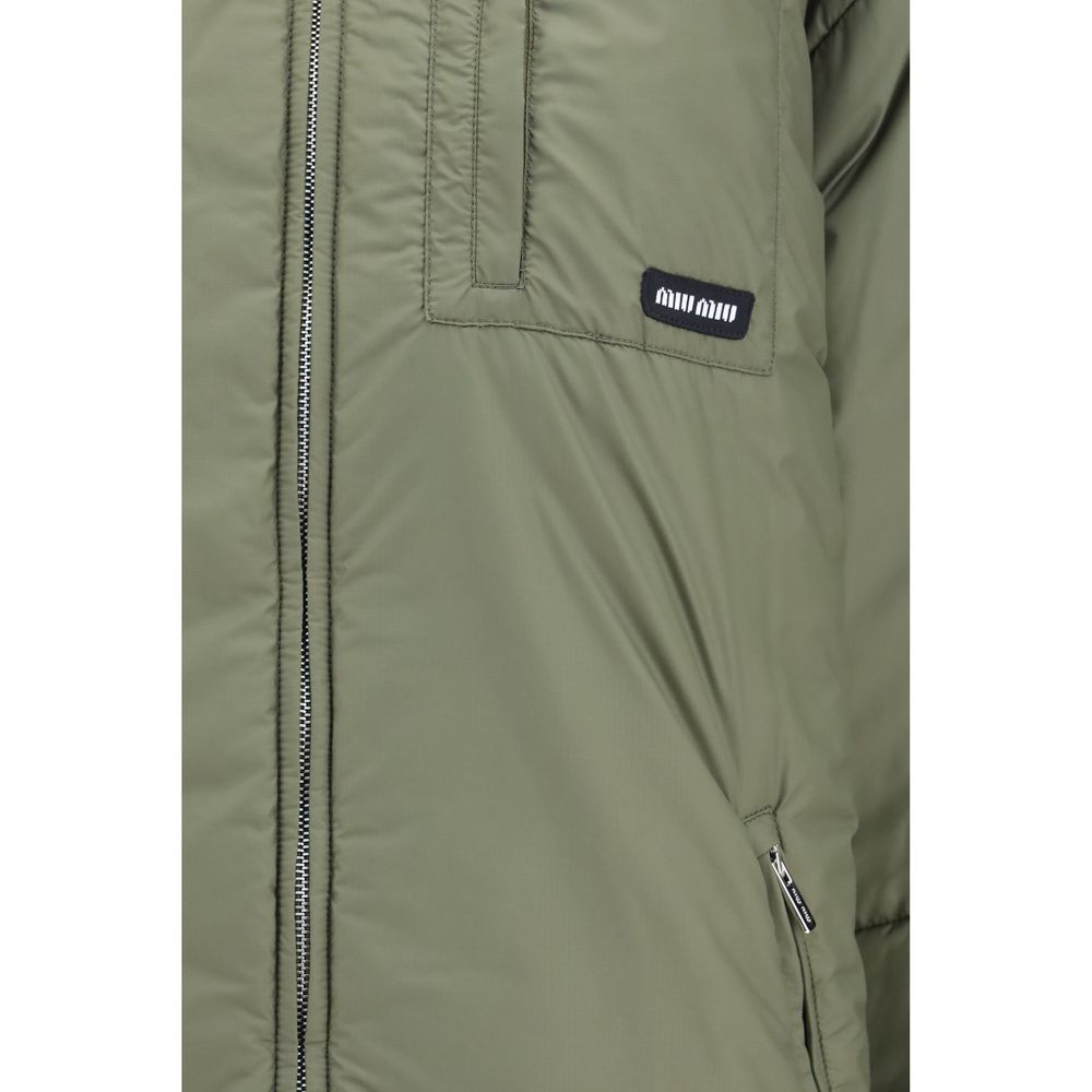 Miu Miu Bicolor Padded Zip Puffer Jacket