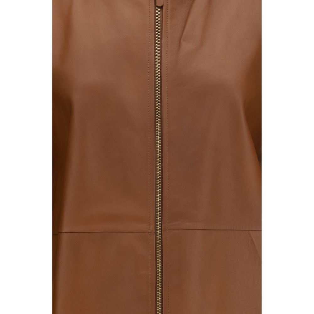 Max Mara Cinoso Brown Lambskin Leather Jacket
