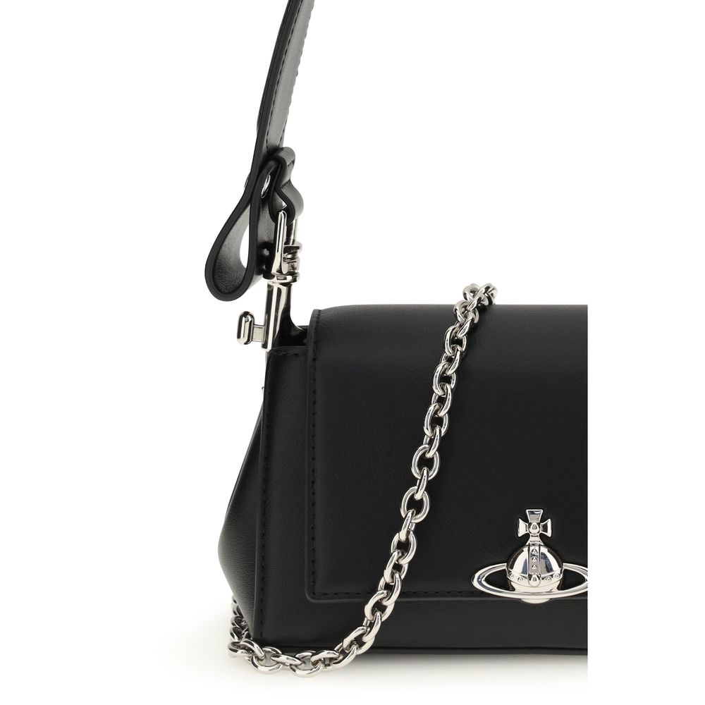 Vivienne Westwood Hazel Black Faux Leather Shoulder Bag