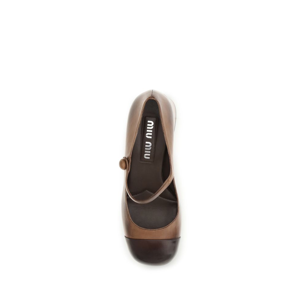 Miu Miu Mary Jane Brown Leather Ballet Flats II