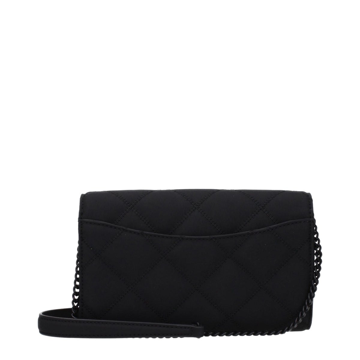 Tory Burch Willa Black Quilted Matte Leather Wallet On Chain