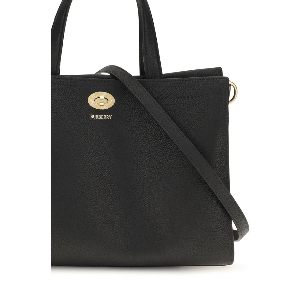 Burberry Small Cotswolds Check Black Leather Tote Bag