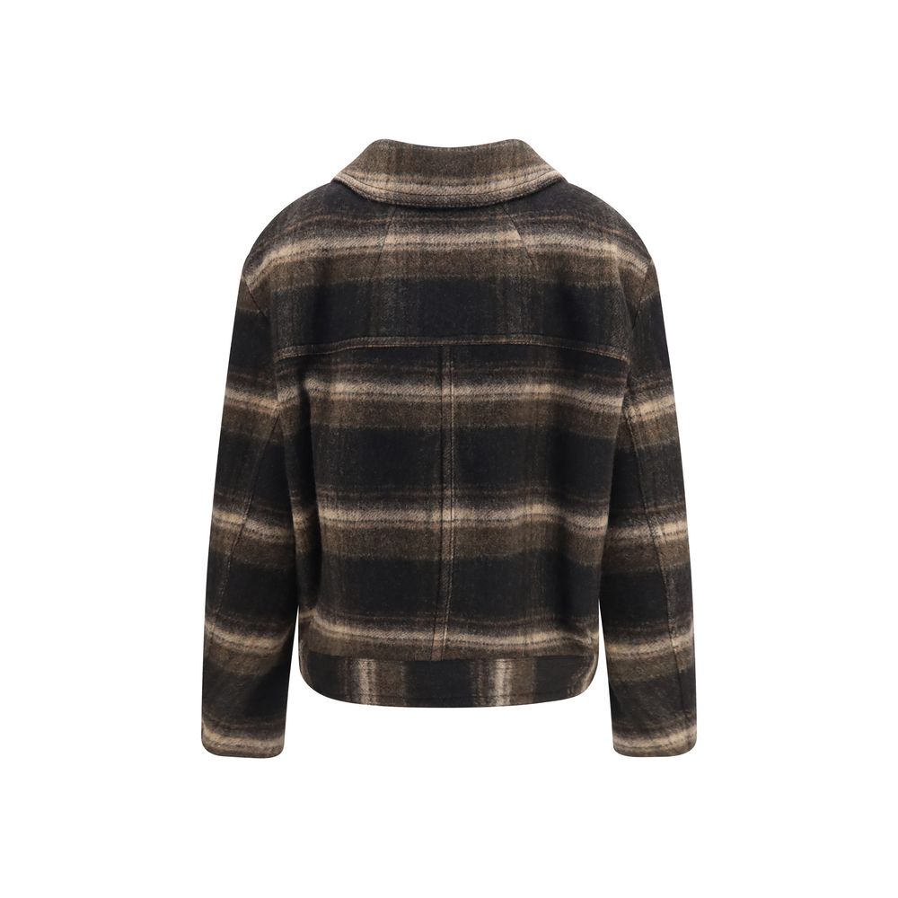 Isabel Marant Étoile Galeane Black Checked Wool-Blend Short Coat