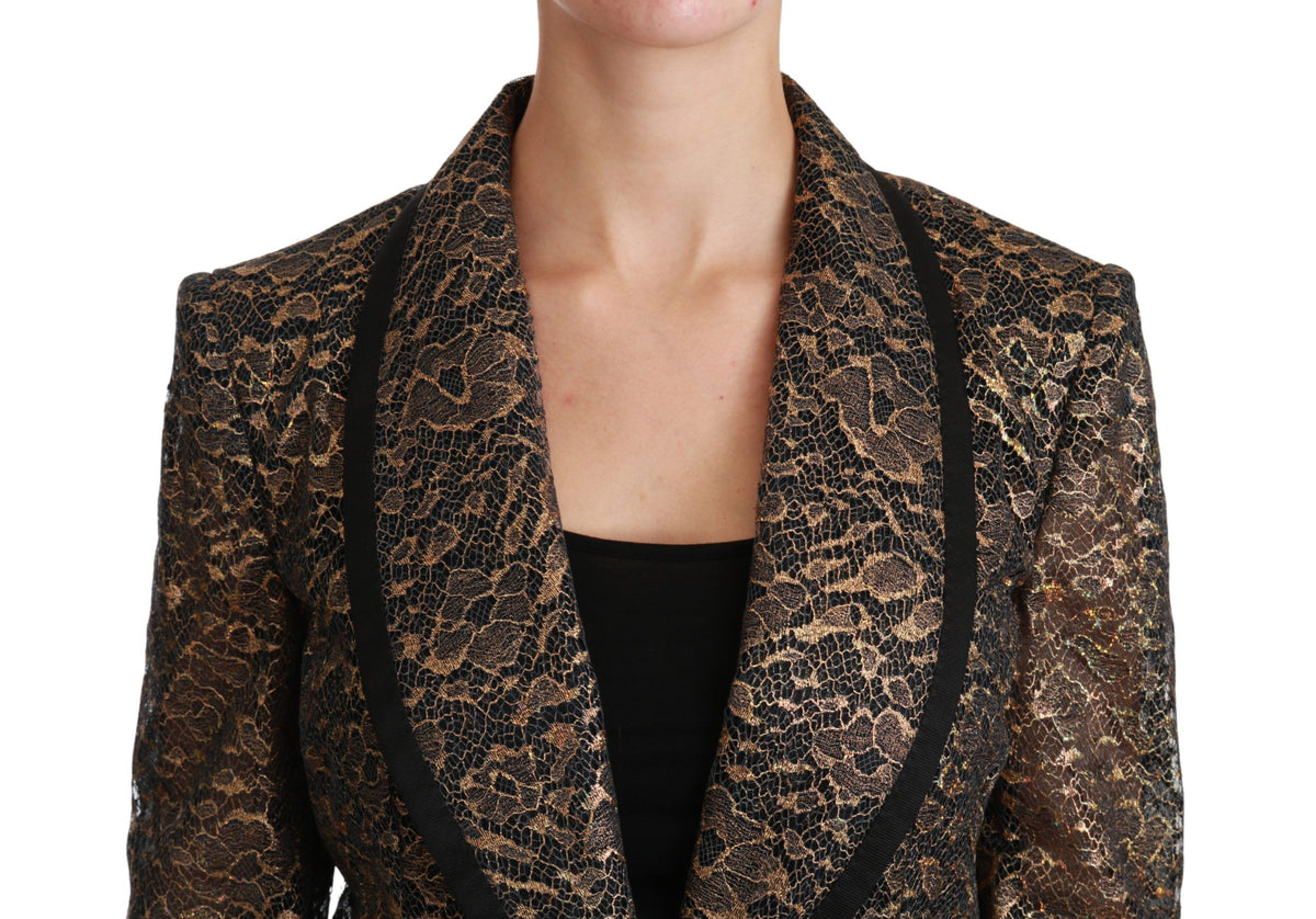 Dolce & Gabbana Gold and Black Floral Lace Blazer