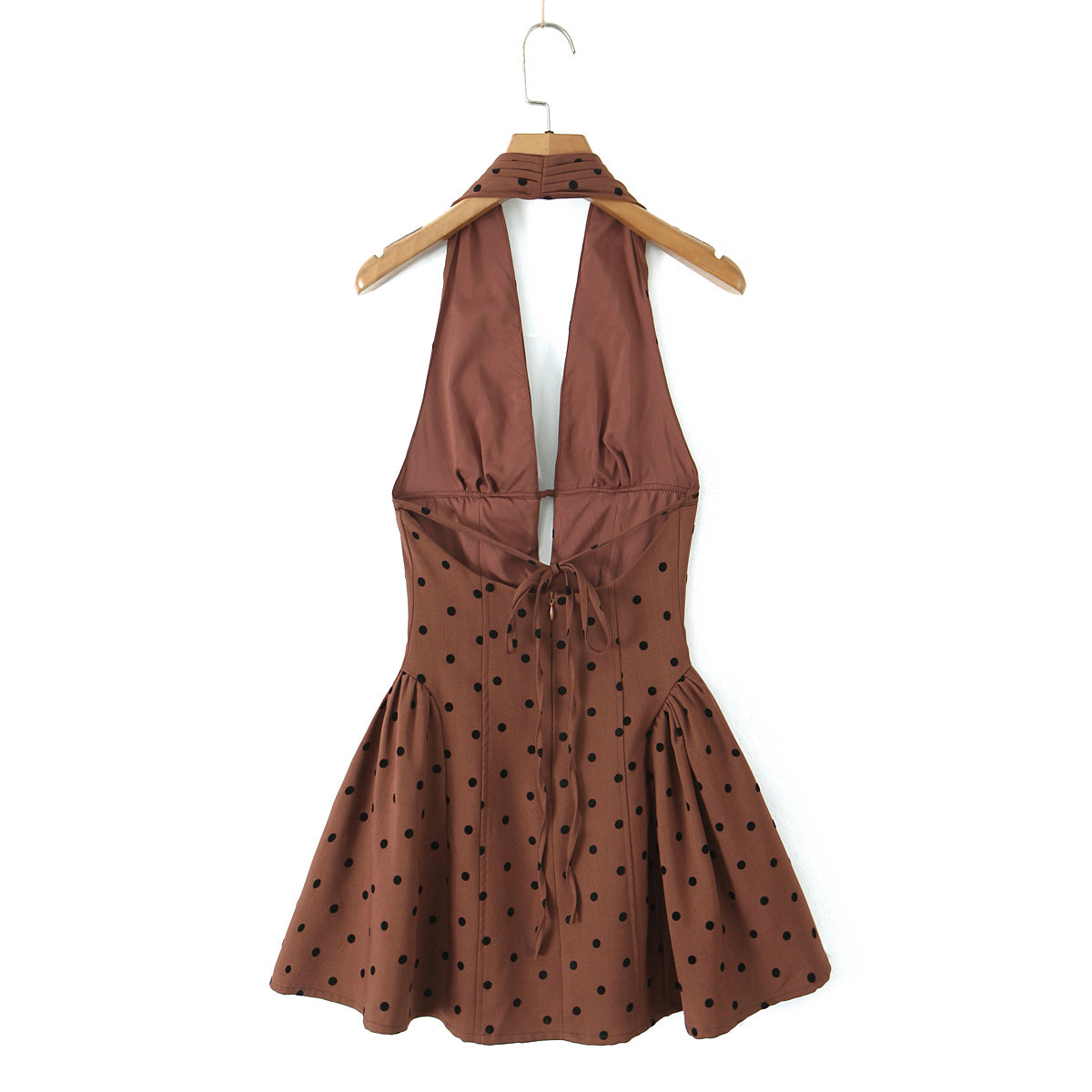 Sweet Rhinestone Chic Halter Dress Retro Sexy Deep V Plunge neck Slim Fit Backless Mini