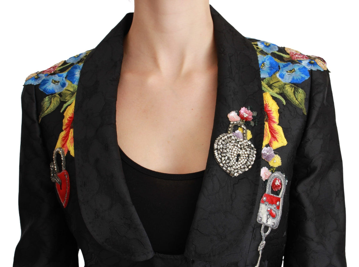 Dolce & Gabbana Black Fairytale Sicily Embellished Brocade Blazer